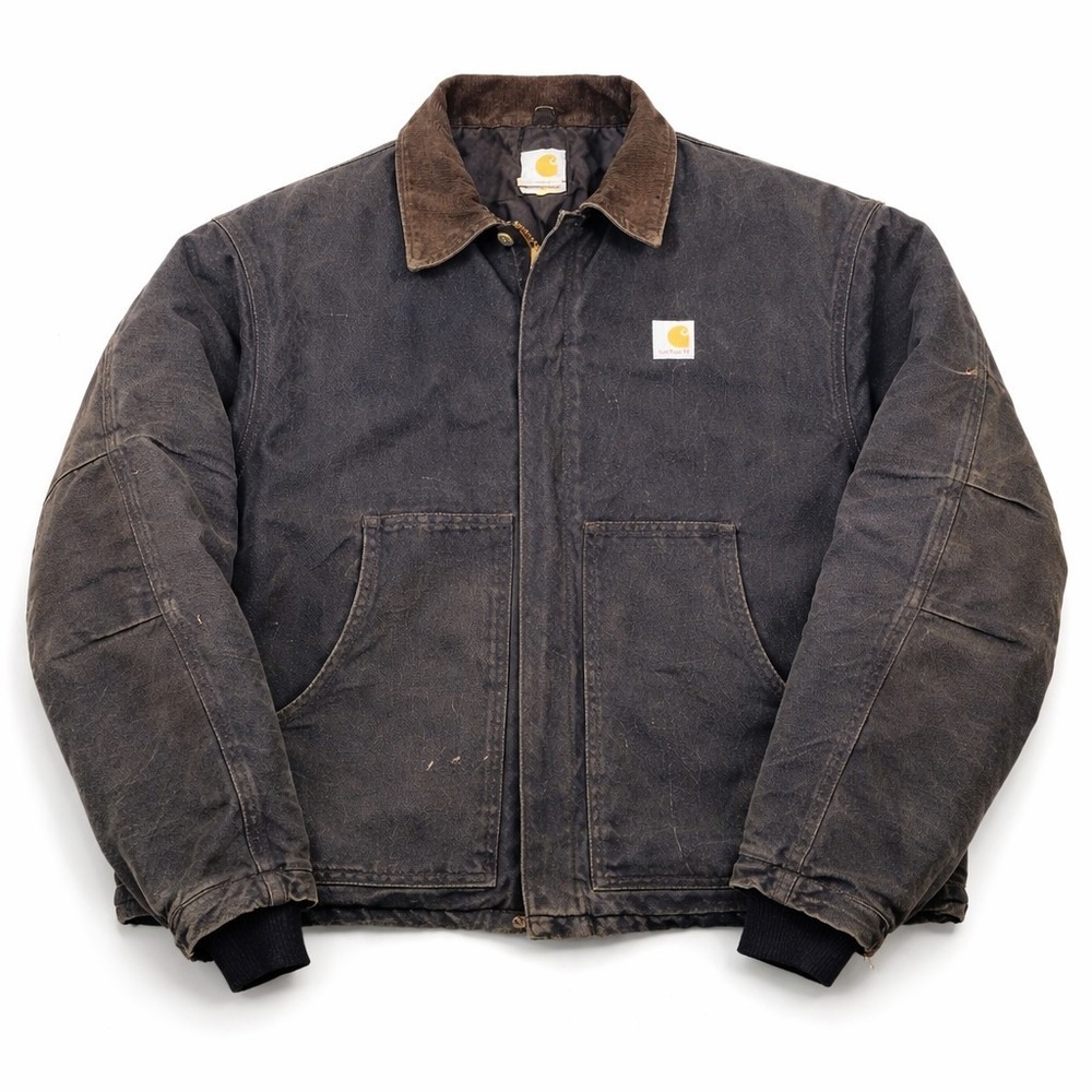 Carhartt Arctic Jacket Men's XXL Black Distressed Duck Canvas Faded Workwear VTG